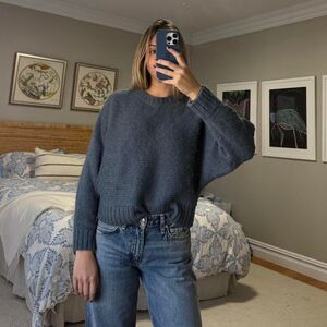 Aritzia Women's Blue and Grey Jumper